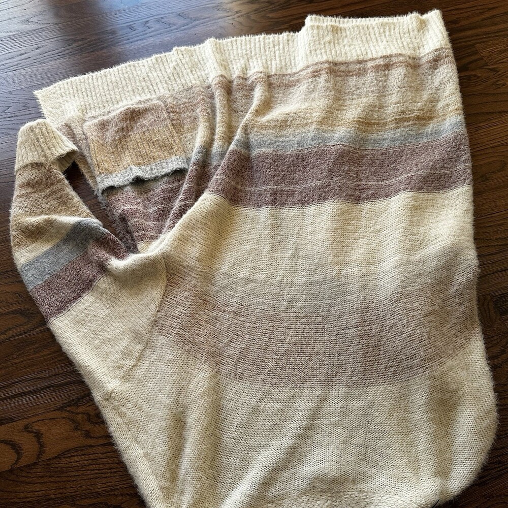 Maurices Plus Size Eyelash Striped  Open Cardigan Plus Size 0X Cream Sweater - Picture 13 of 15